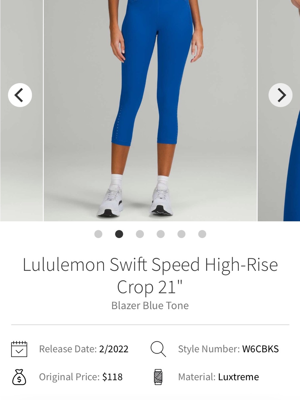 lululemon athletica Swift Speed High-Rise Crop 21" - Blue